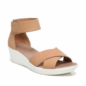 Naturalizer Riviera Leather Wedge Sandals Cookie Dough Size 8.5